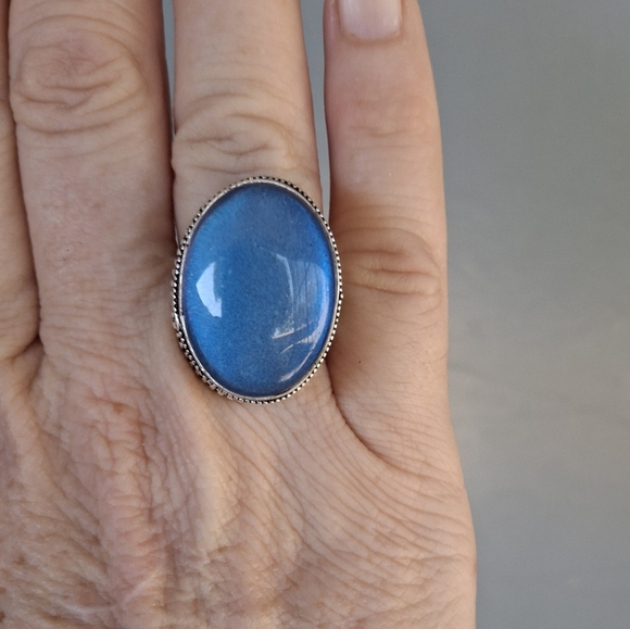 New Rainbow Dichroic Glass 925 Silver Ring.  - Picture 3 of 16